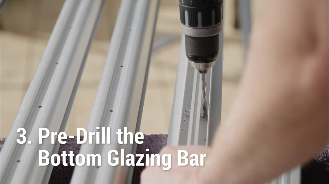 How to Install Suntuf - Pre-Drill The Standard Bottom Glazing Bar