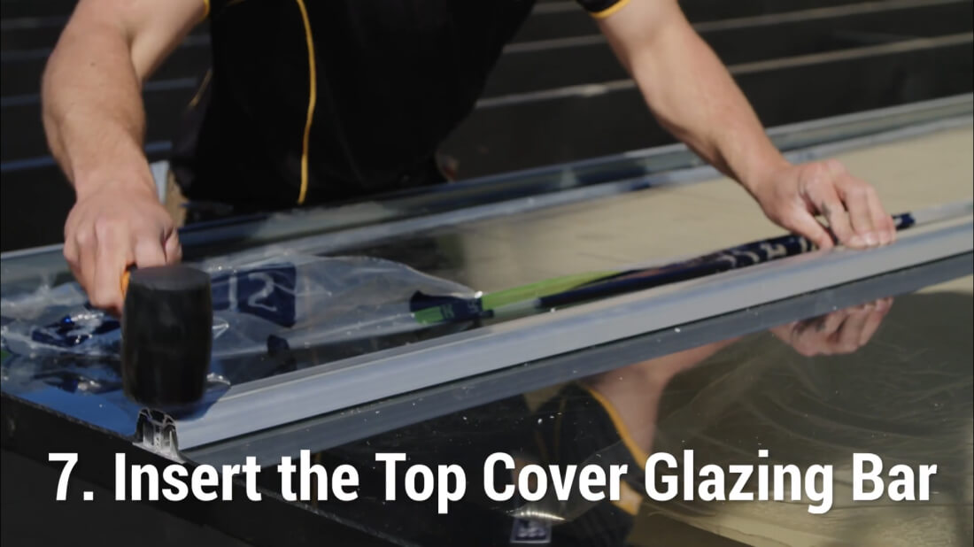 How to Install Suntuf - Insert The Standard Top Cover Glazing Bar